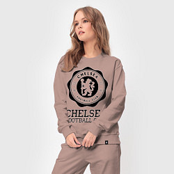 Костюм хлопковый женский Chelsea FC: Emblem, цвет: пыльно-розовый — фото 2