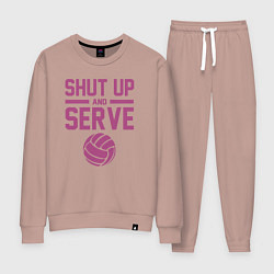 Костюм хлопковый женский Shut Up And Serve, цвет: пыльно-розовый