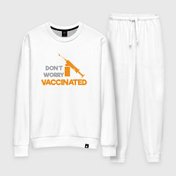 Костюм хлопковый женский Vaccinated, цвет: белый