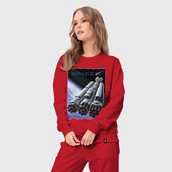 Костюм хлопковый женский Экспедиция в космос, цвет: красный — фото 2