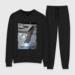 Костюм хлопковый женский Старт ракеты Space X, цвет: черный