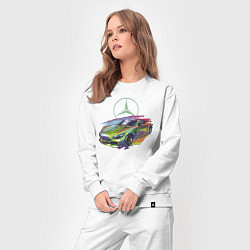 Костюм хлопковый женский Mercedes V8 Biturbo motorsport - sketch, цвет: белый — фото 2
