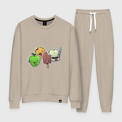 Костюм хлопковый женский Зомби еда, цвет: миндальный