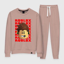 Костюм хлопковый женский ROBLOX RED LOGO LEGO FACE, цвет: пыльно-розовый