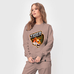 Костюм хлопковый женский Тигр Tiger логотип, цвет: пыльно-розовый — фото 2