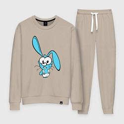 Костюм хлопковый женский Заяц пучеглазый голубенький, цвет: миндальный