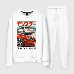 Костюм хлопковый женский Nissan Skyline Ниссан Скайлайн, цвет: белый