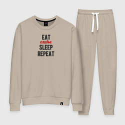 Женский костюм Eat оливье Sleep Repeat