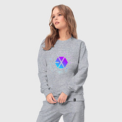 Костюм хлопковый женский EXO BAND NEON LOGO АВТОГРАФЫ, цвет: меланж — фото 2