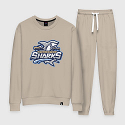 Костюм хлопковый женский Wilmington sharks -baseball team, цвет: миндальный