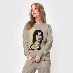 Костюм хлопковый женский Andy Warhol - Mick Jagger pop art, цвет: миндальный — фото 2
