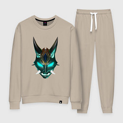 Костюм хлопковый женский МАСКА СЯО ГЕНШИН ИМПАКТ НЕОН, цвет: миндальный