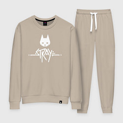 Костюм хлопковый женский Stray: White Logo, цвет: миндальный