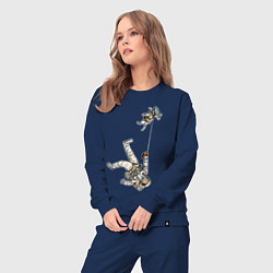 Костюм хлопковый женский Космическое выгуливание пса, цвет: тёмно-синий — фото 2