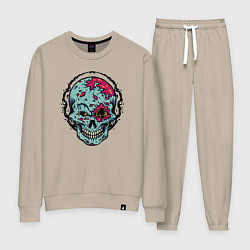 Костюм хлопковый женский Cool skull! Grin!, цвет: миндальный