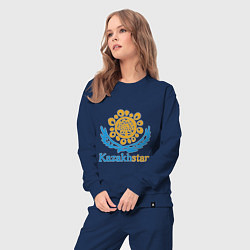 Костюм хлопковый женский Казахстан - Kazakhstan, цвет: тёмно-синий — фото 2