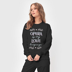 Костюм хлопковый женский Opera is my love language hearts, цвет: черный — фото 2