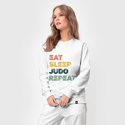 Костюм хлопковый женский Eat Sleep Judo, цвет: белый — фото 2