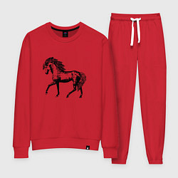 Костюм хлопковый женский Мустанг Лошадь, цвет: красный