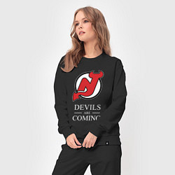 Костюм хлопковый женский New Jersey Devils are coming Нью Джерси Девилз, цвет: черный — фото 2
