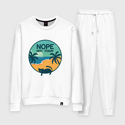 Костюм хлопковый женский Кот Nop not today, цвет: белый