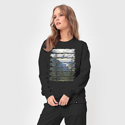 Костюм хлопковый женский Горы, небо и птицы, цвет: черный — фото 2