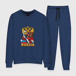 Костюм хлопковый женский Хоккей - Russia, цвет: тёмно-синий