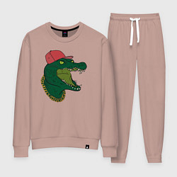 Костюм хлопковый женский Крокодил рэпер, цвет: пыльно-розовый