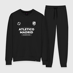 Костюм хлопковый женский Atletico Madrid Форма Чемпионов, цвет: черный