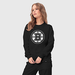 Костюм хлопковый женский BOSTON BRUINS СЕРЫЙ, цвет: черный — фото 2