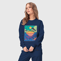 Костюм хлопковый женский Тропический остров и Кит, цвет: тёмно-синий — фото 2