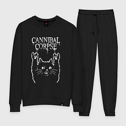 Костюм хлопковый женский Cannibal Corpse Рок кот, цвет: черный