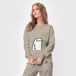 Костюм хлопковый женский Понятно что ничего не понятно, цвет: миндальный — фото 2