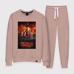 Костюм хлопковый женский Очень странные дела, персонажи, цвет: пыльно-розовый