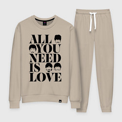 Костюм хлопковый женский ALL YOU NEED IS LOVE THE BEATLES, цвет: миндальный