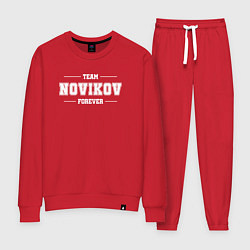 Костюм хлопковый женский Team Novikov Forever фамилия на латинице, цвет: красный