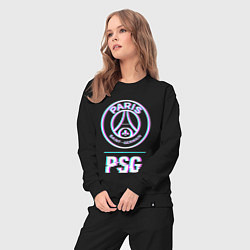 Костюм хлопковый женский PSG FC в стиле Glitch, цвет: черный — фото 2