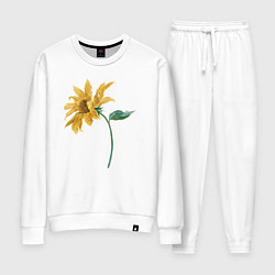 Костюм хлопковый женский Branch With a Sunflower Подсолнух, цвет: белый