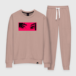 Костюм хлопковый женский Anime Sad Eye, цвет: пыльно-розовый