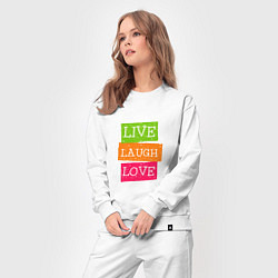 Костюм хлопковый женский Live laugh love quote, цвет: белый — фото 2