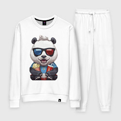 Костюм хлопковый женский Прикольный панда с попкорном и колой, цвет: белый