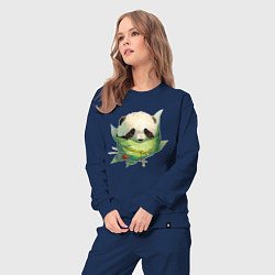 Костюм хлопковый женский Детёныш панды в гнезде из листьев, цвет: тёмно-синий — фото 2