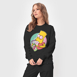 Костюм хлопковый женский Барт Симпсон пьёт лимонад, цвет: черный — фото 2