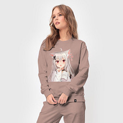 Костюм хлопковый женский Неко кошка-девочка, цвет: пыльно-розовый — фото 2