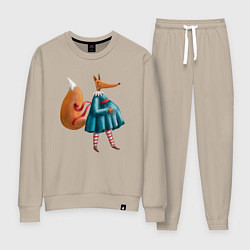 Костюм хлопковый женский Беременная лисица, цвет: миндальный