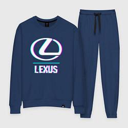 Костюм хлопковый женский Значок Lexus в стиле glitch, цвет: тёмно-синий
