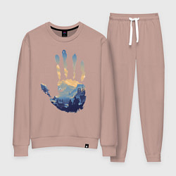 Костюм хлопковый женский Отпечаток ладони Кратоса, цвет: пыльно-розовый