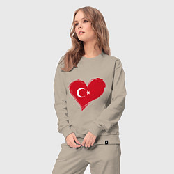 Костюм хлопковый женский Сердце - Турция, цвет: миндальный — фото 2