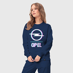Костюм хлопковый женский Значок Opel в стиле glitch, цвет: тёмно-синий — фото 2