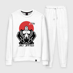 Костюм хлопковый женский Jiu Jitsu red sun logo, цвет: белый